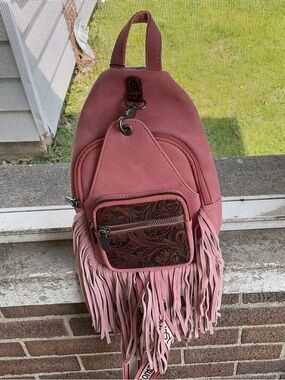 MONTANA WEST BACK PACK Pink Fringe Women's Backpack Purse NWT